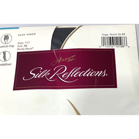 2 Pr Hanes Silk Reflections Pantyhose Sz AB Barely Black / Natural‎ Silky Sheer - Picture 2 of 5